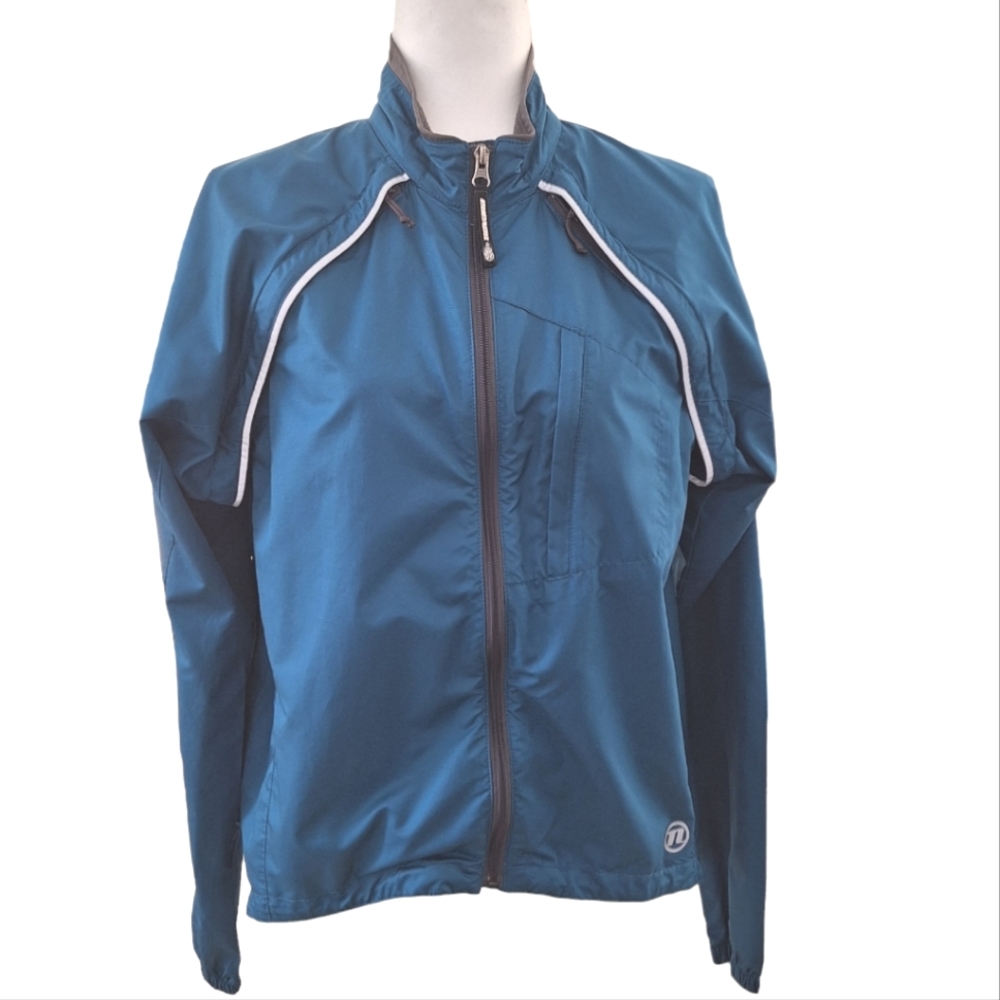 Novara Women's Teal Blue Full Zip Cycling Jacket Packable Stowable Windbreaker M